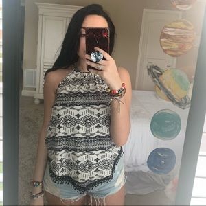 Black and white tribal print tank top
